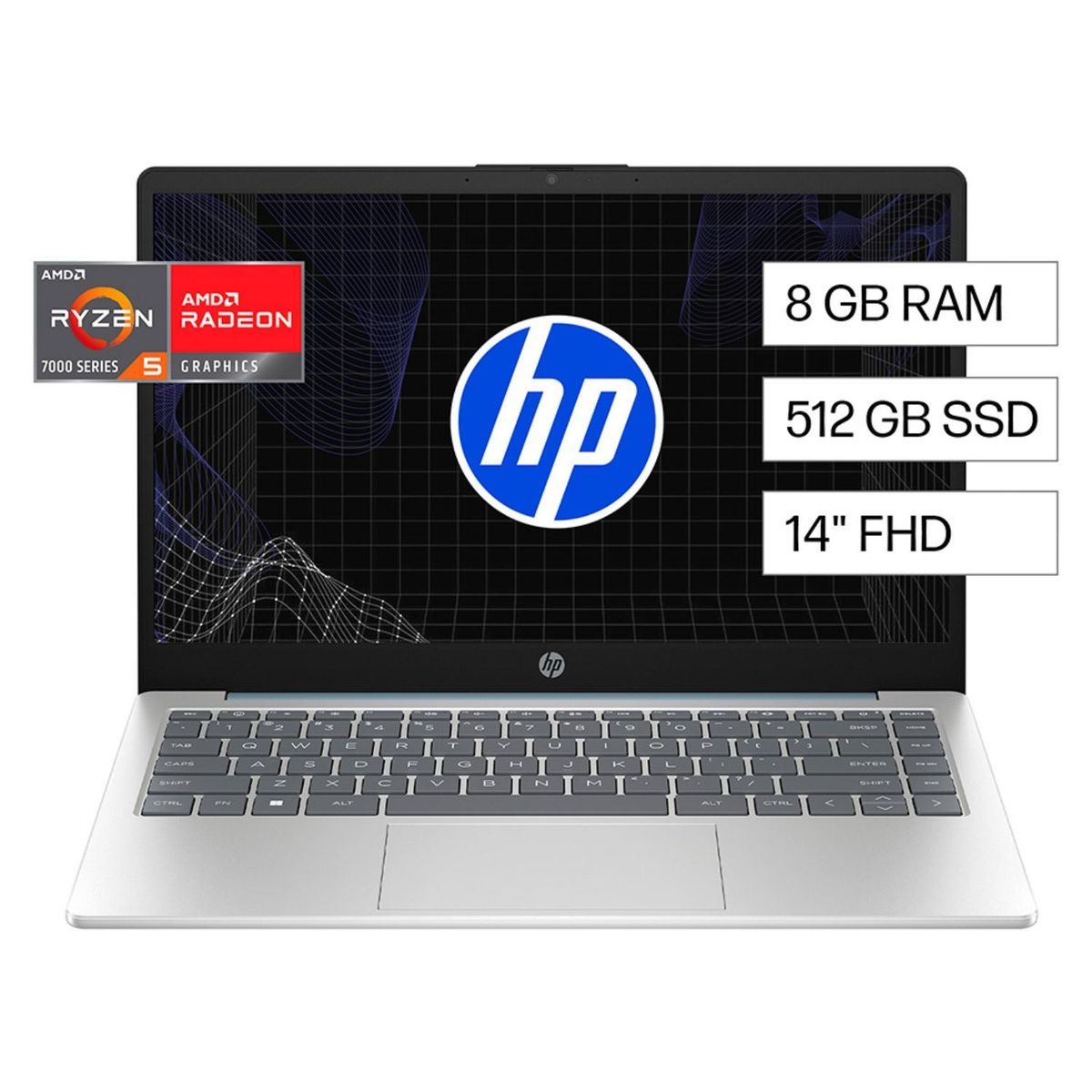 HP - Notebook HP 14-EM0017LA AMD Ryzen5 7520U 8GB RAM 512GB SSD 14" Full HD Webcam 1080p Wi-Fi 6