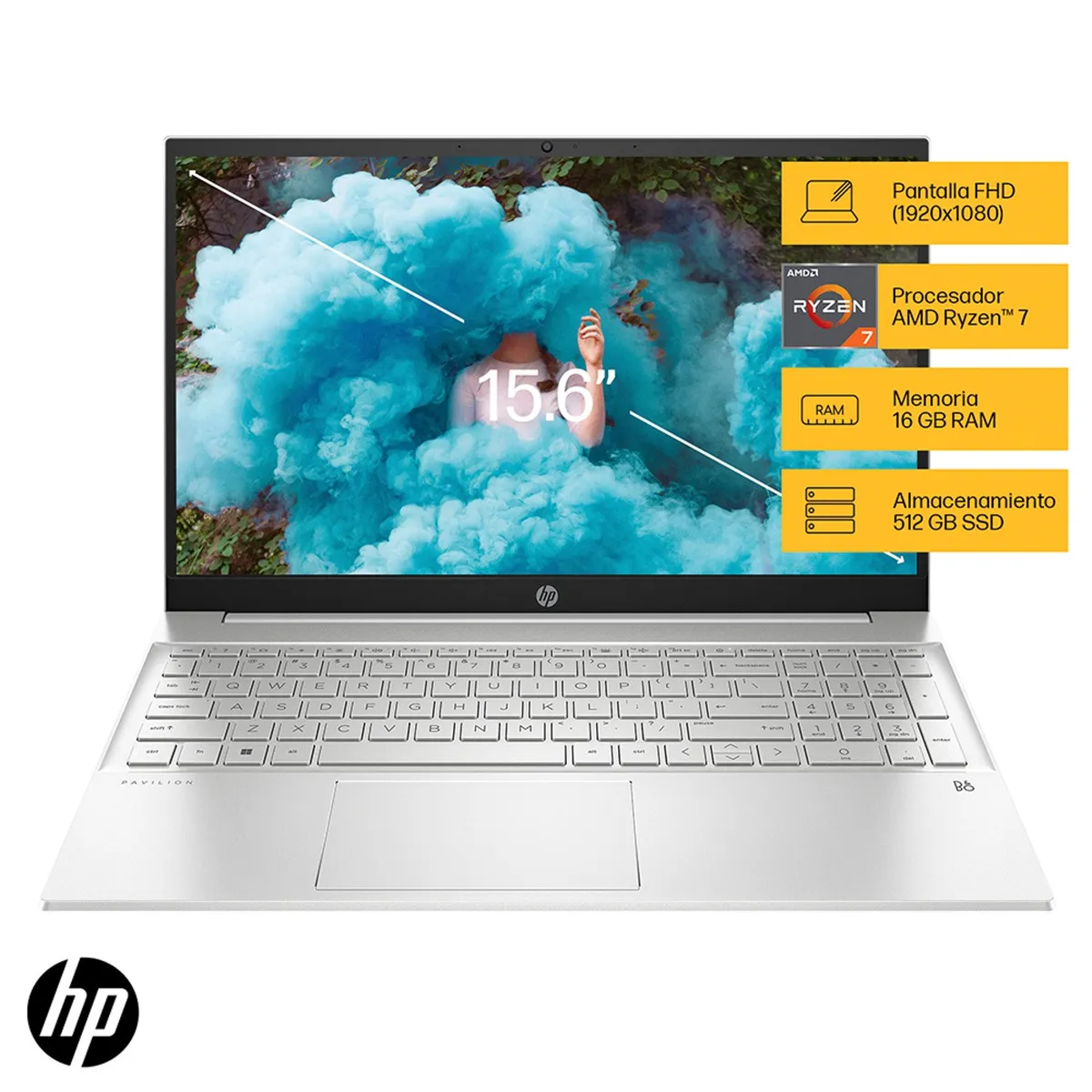 HP - Notebook HP Pavilion 15-EH3002LA AMD Ryzen 7 7730U 16GB RAM 512GB SSD 15,6" Full HD Wi-Fi 6