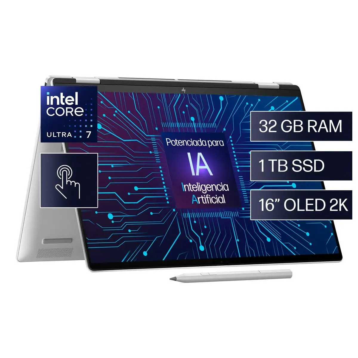 HP - Notebook 2en1 ENVY 16-AC0000LA Intel Core Ultra 7 32GB RAM 1TB 16" OLED Touch Wi-Fi 7 + Lápiz HP