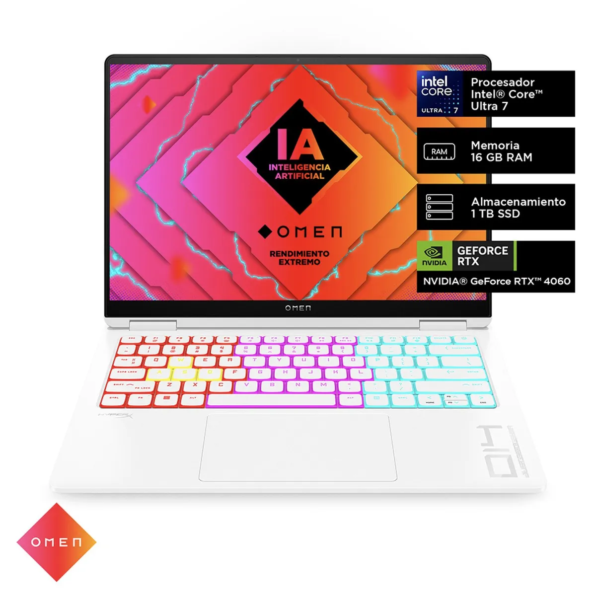 HP - Notebook Gamer OMEN 14-FB0000LA Intel Core Ultra 7 16GB RAM 1TB SSD 14" OLED 120Hz RTX 4060 Wi-Fi 7 HP