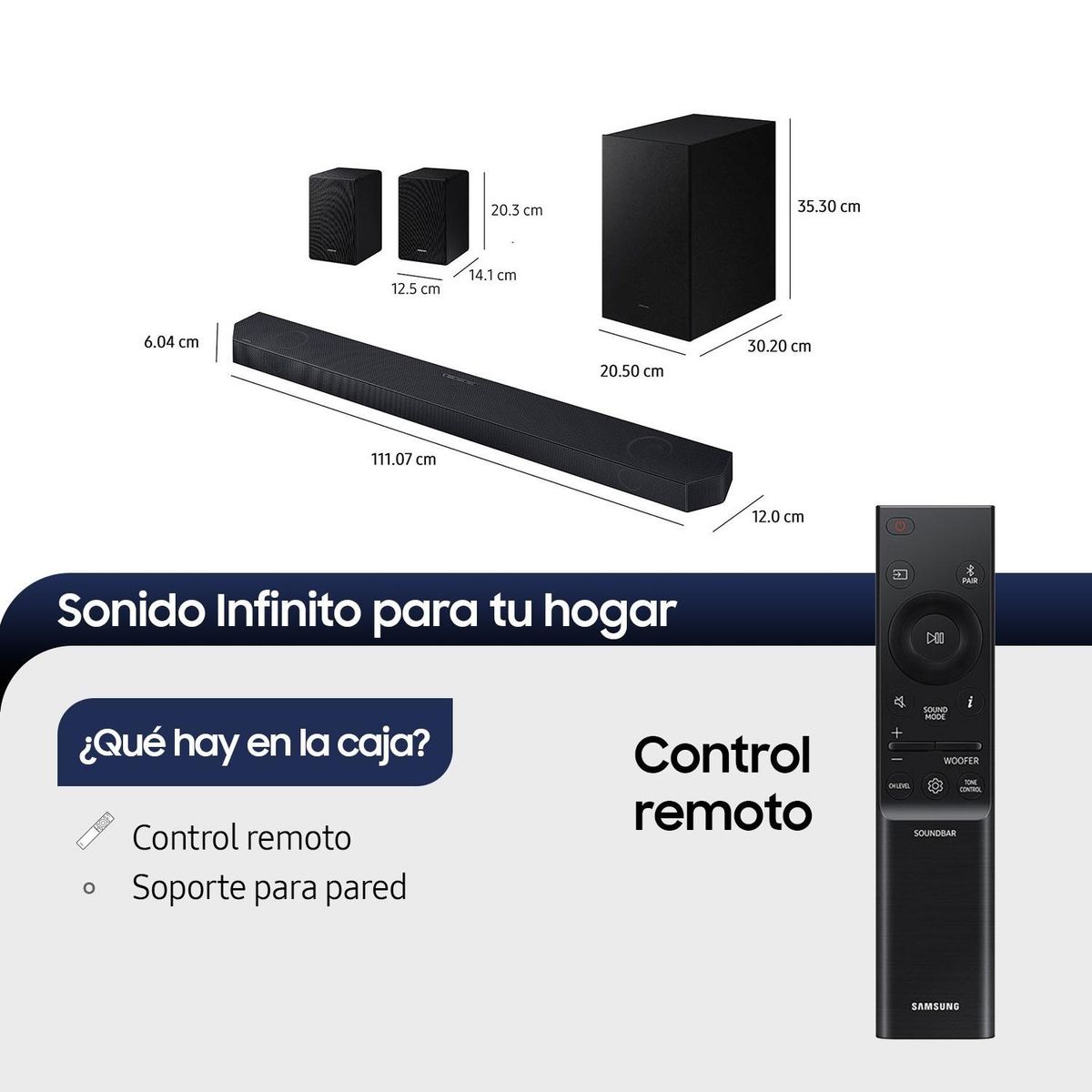 SAMSUNG - Q-Series Soundbar HW-Q700D 5.1.4 Subwoofer y parlante posterior (2024)