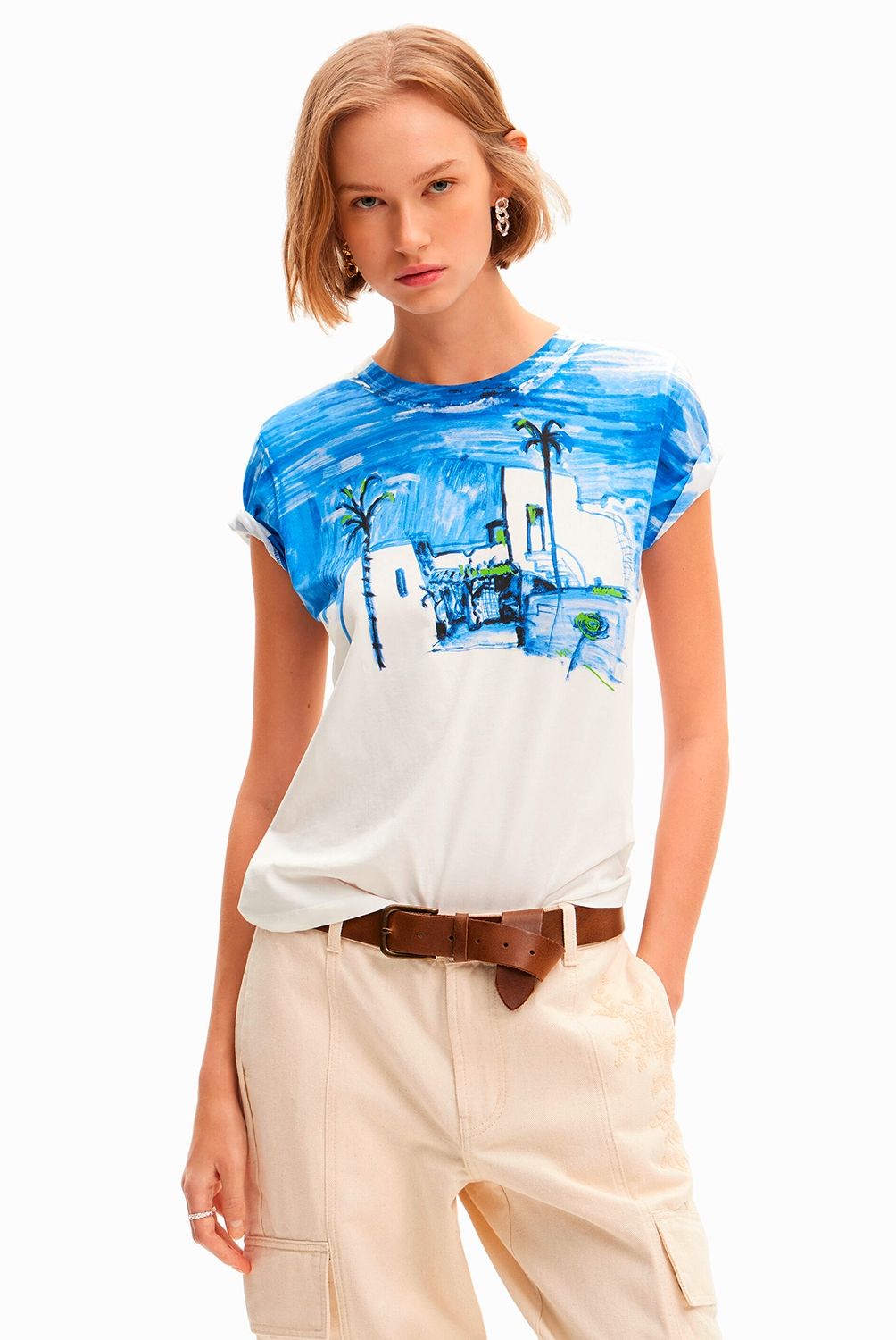 DESIGUAL - Polera Paisaje Mediterráneo Mujer Desigual