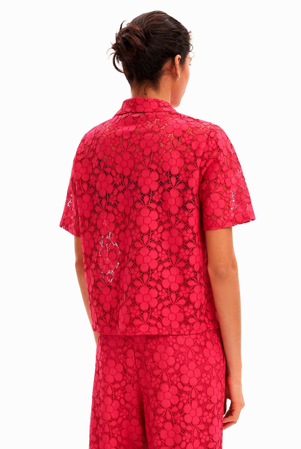 DESIGUAL - Camisa Corta Resort Encaje Mujer Desigual