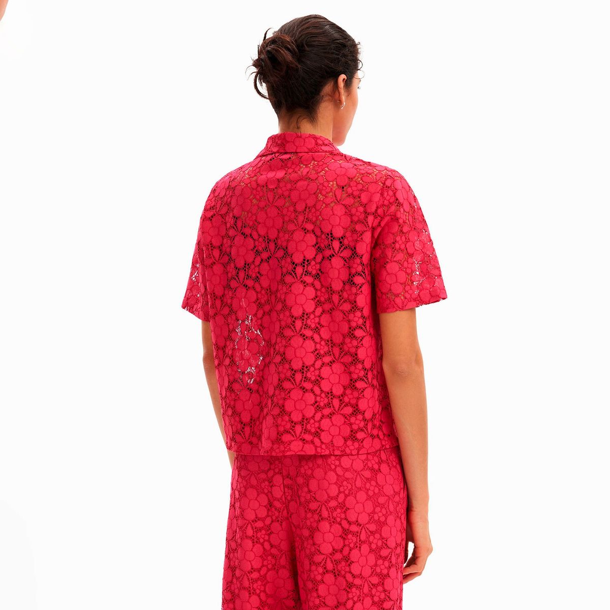 DESIGUAL - Camisa Corta Resort Encaje Mujer Desigual