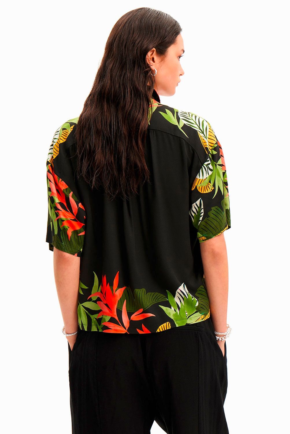 DESIGUAL - Camisa Manga Corta Tropical Mujer Desigual