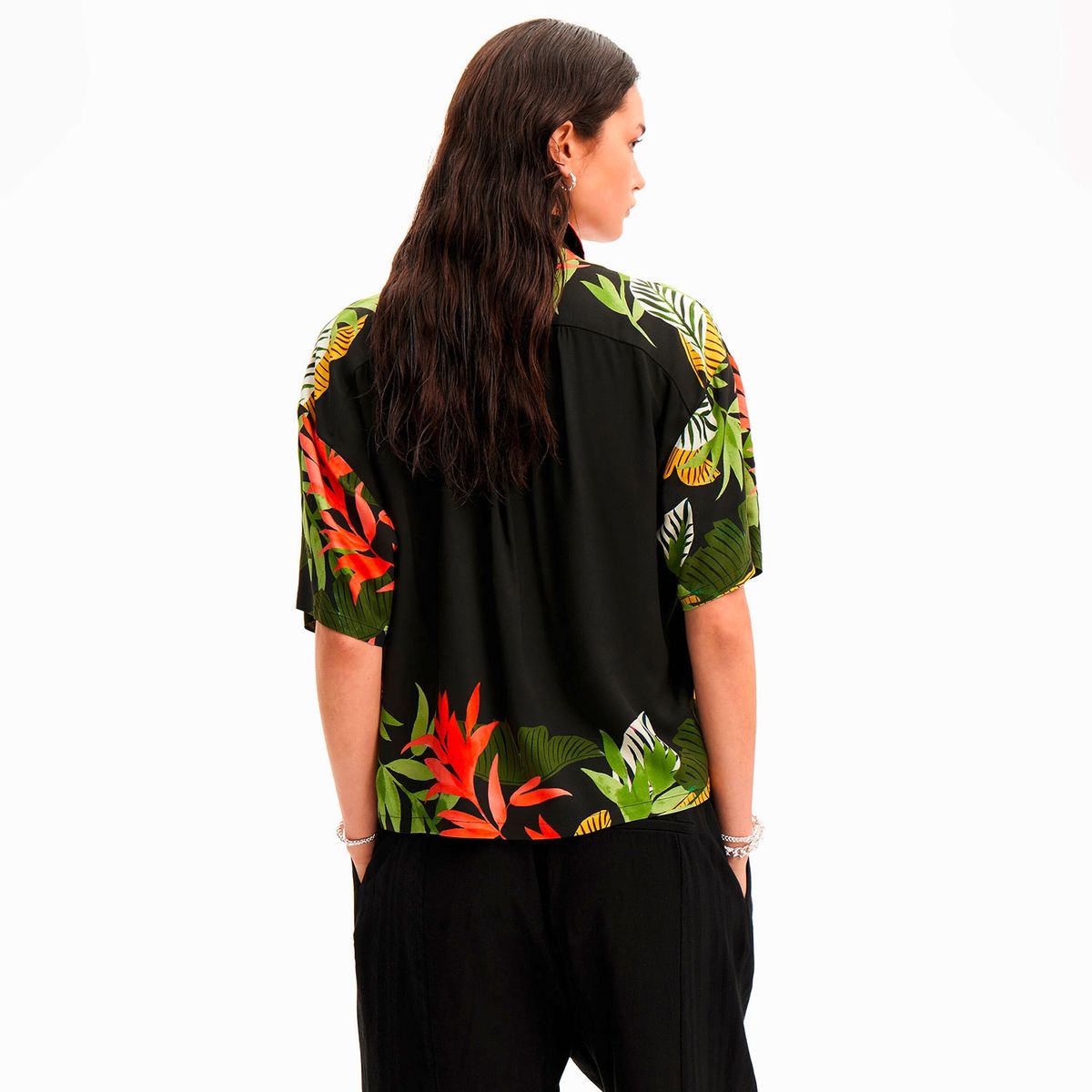 DESIGUAL - Camisa Manga Corta Tropical Mujer Desigual