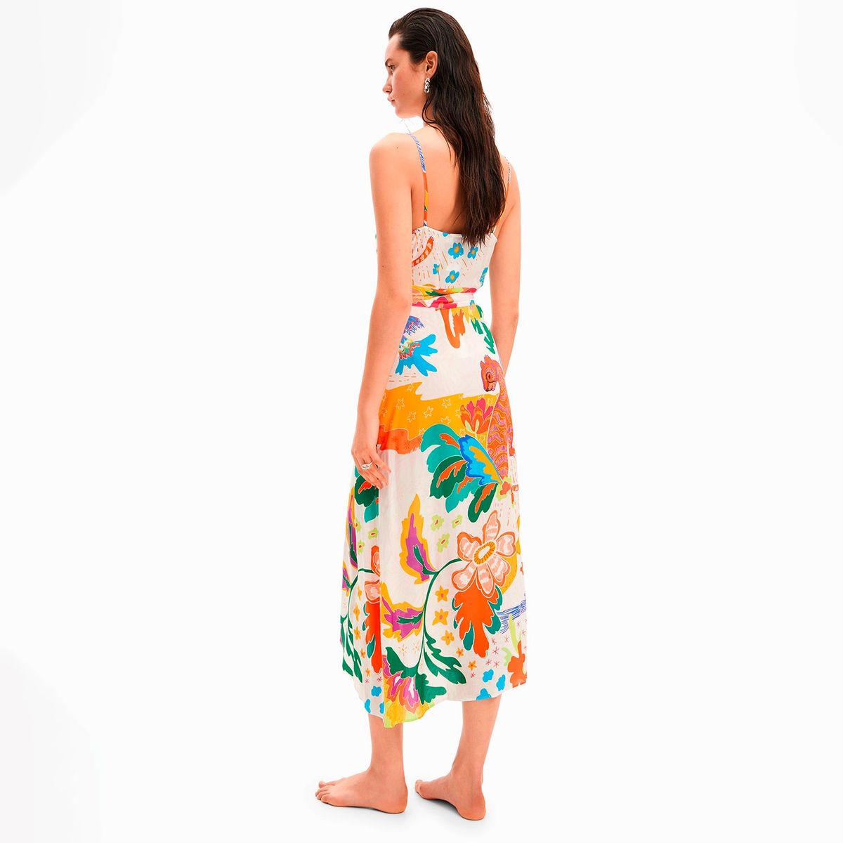 DESIGUAL - Vestido Midi Cruzado con Estampado de Jungla para Mujer