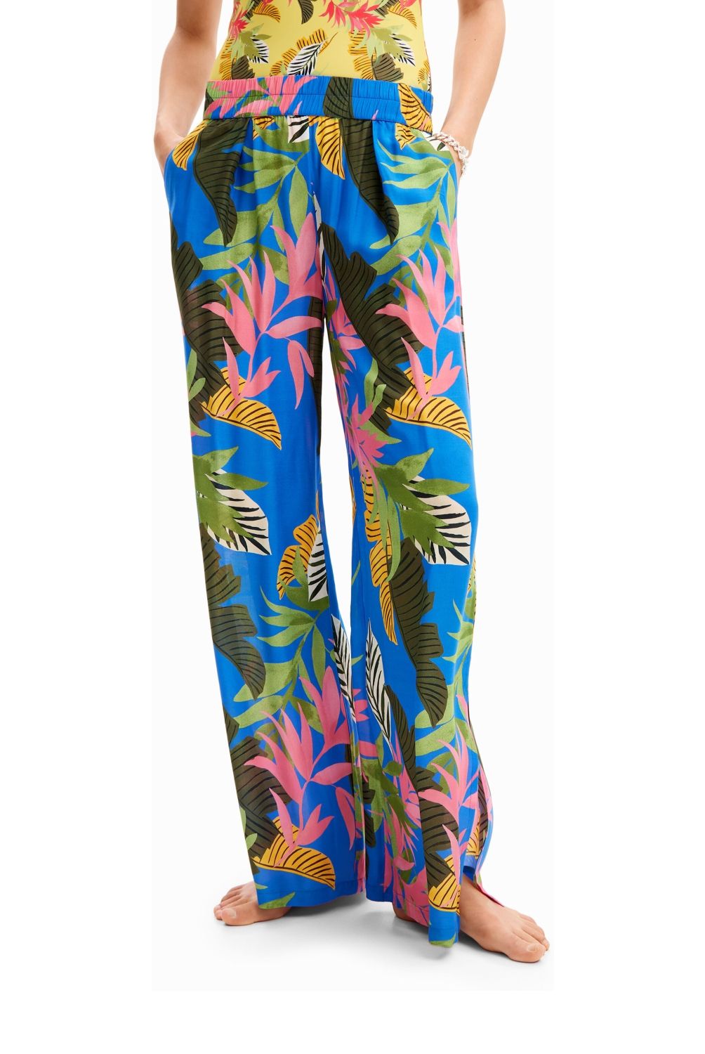 DESIGUAL - Pantalón Wide Leg Tropical Mujer Desigual