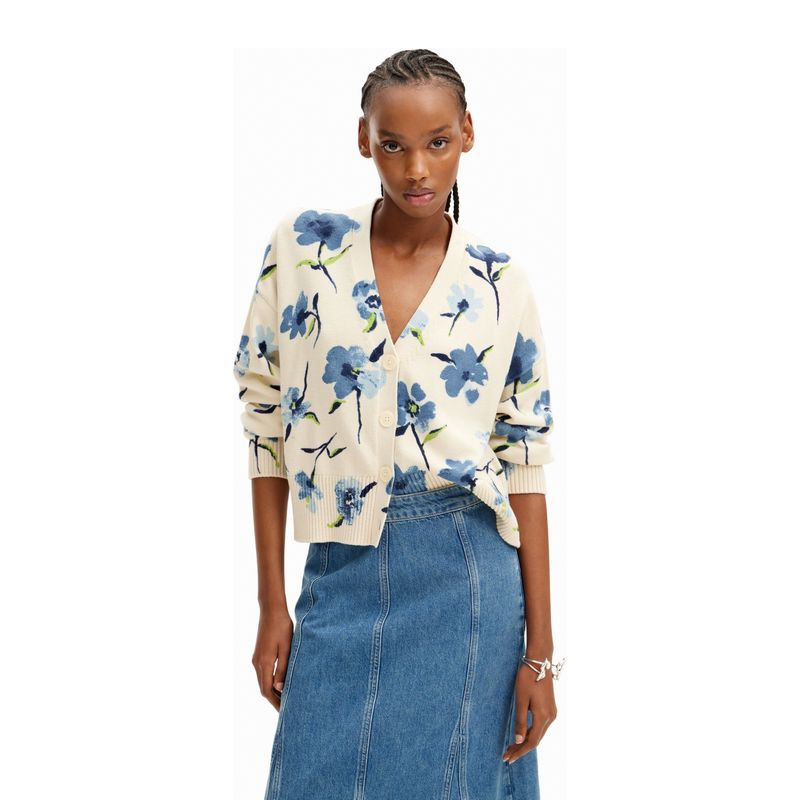 DESIGUAL - Cárdigan Oversize Flores Mujer Desigual