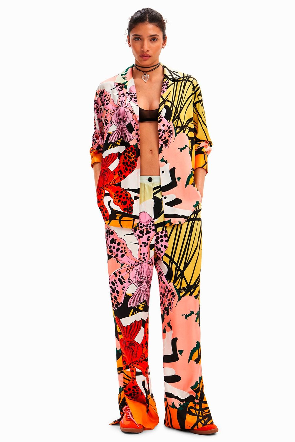 DESIGUAL - Pantalón Seda Orquídeas M. Christian Lacroix Mujer Desigual