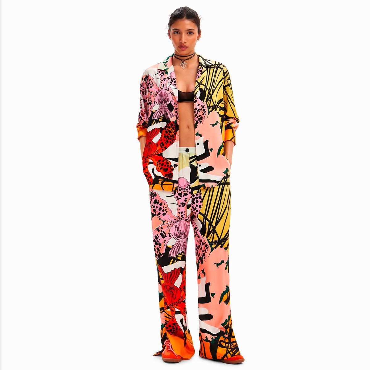 DESIGUAL - Pantalón Seda Orquídeas M. Christian Lacroix Mujer Desigual