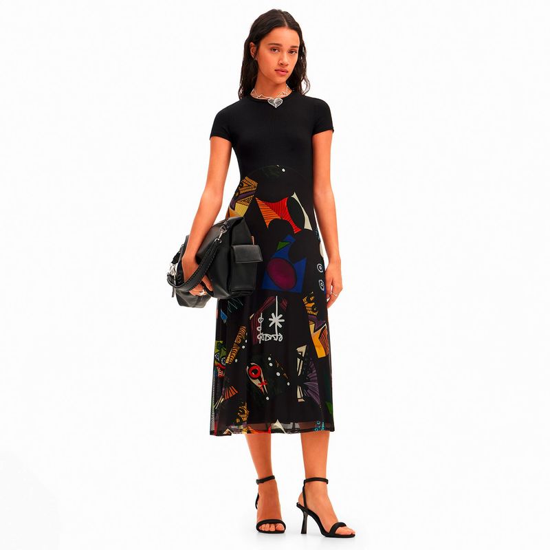 DESIGUAL - Vestido Midi Combinado M. Christian Lacroix Mujer Desigual