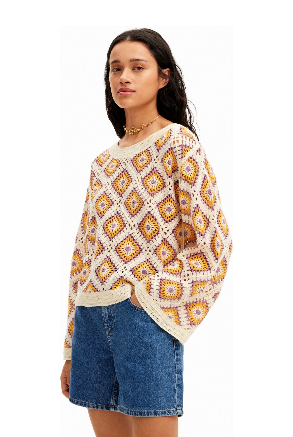DESIGUAL - Sweater Crochet Multicolor Mujer Desigual