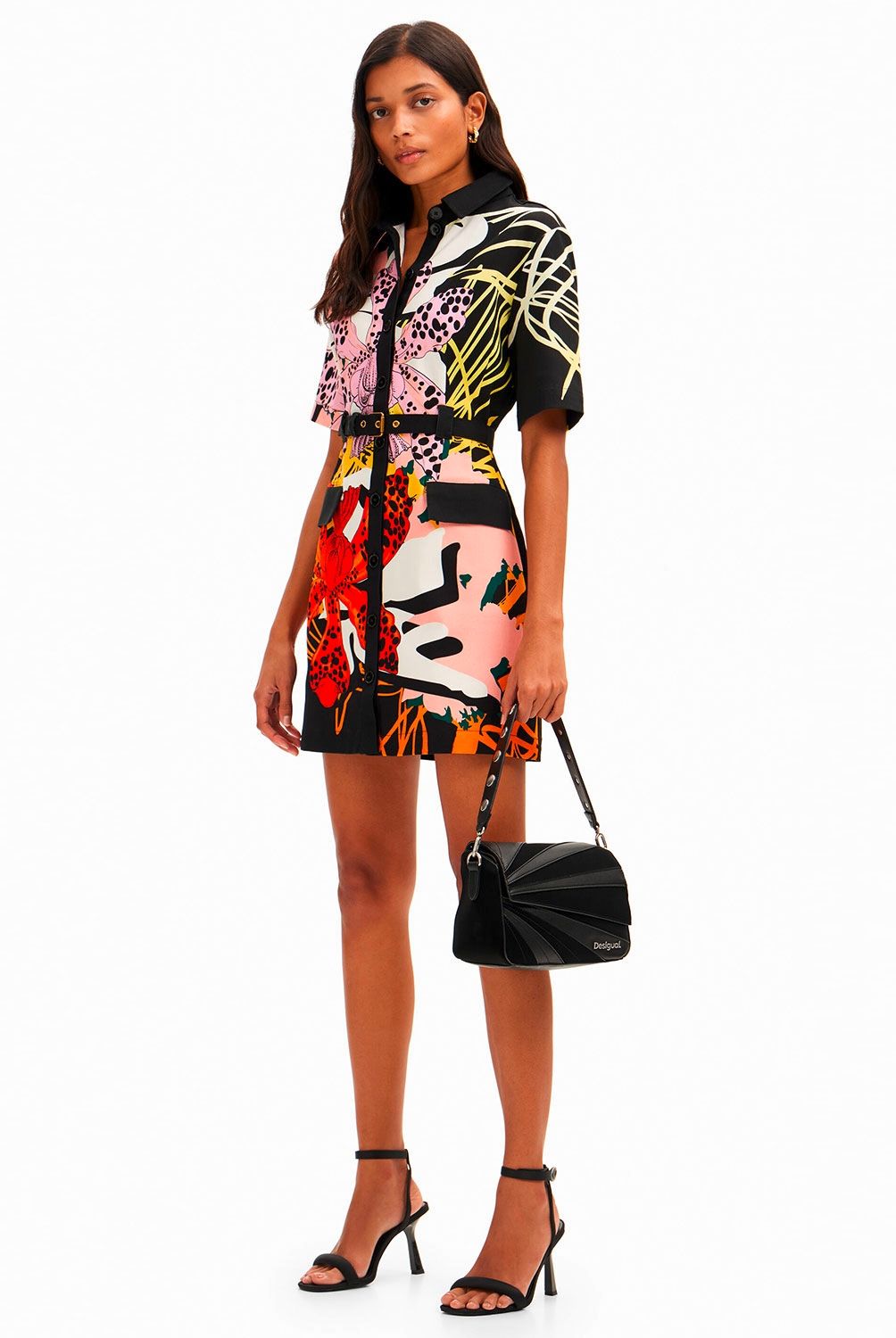 DESIGUAL - Vestido Corto Camisero Orquídeas M. Christian Lacroix Mujer Desigual