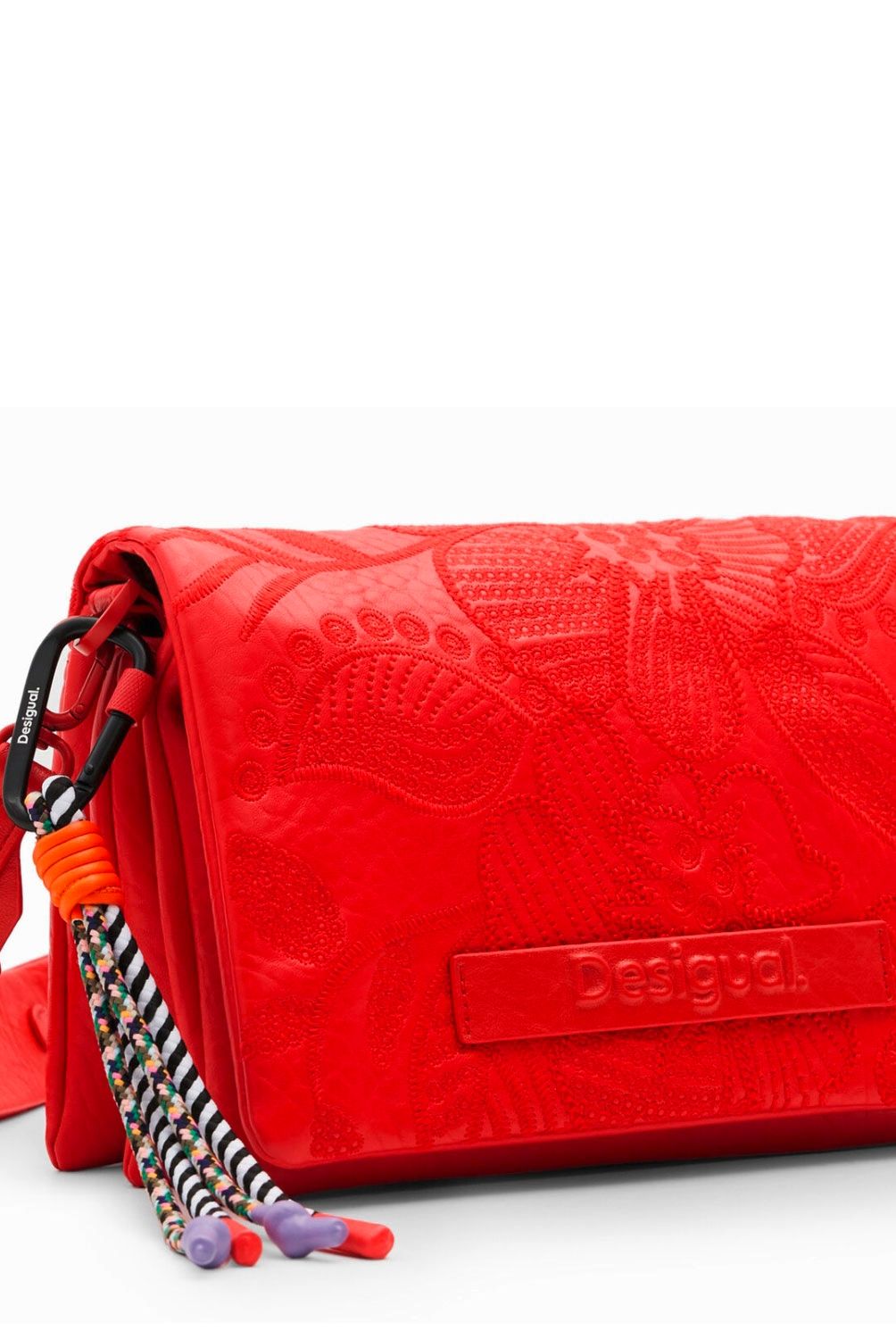 DESIGUAL - Cartera de Mujer Desigual Roja con Diseño Bordado