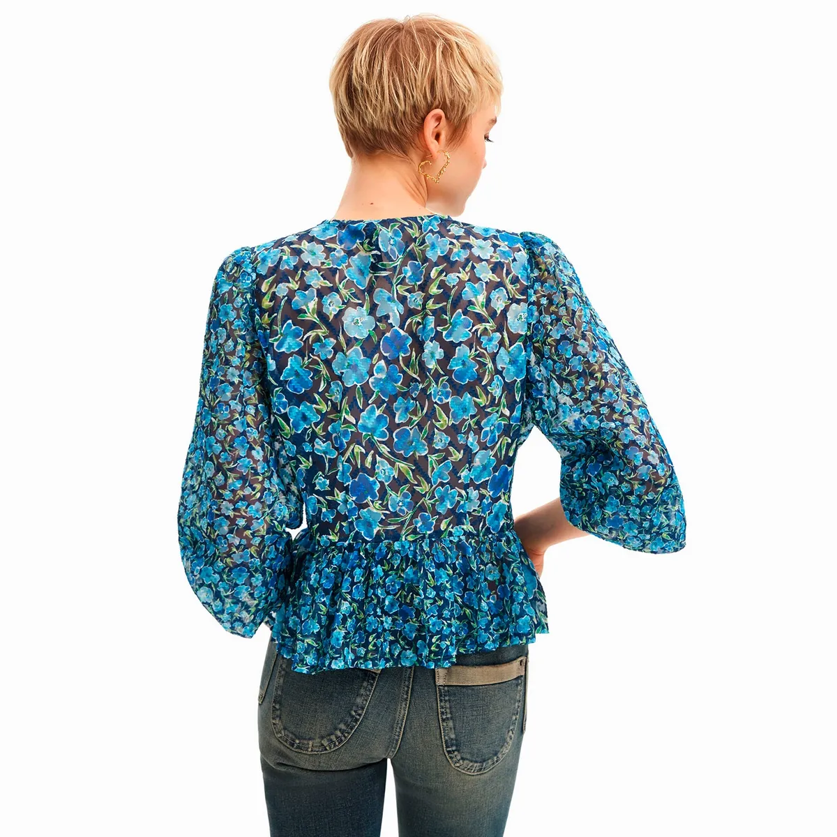 DESIGUAL - Blusa Plumeti Flores Mujer Desigual