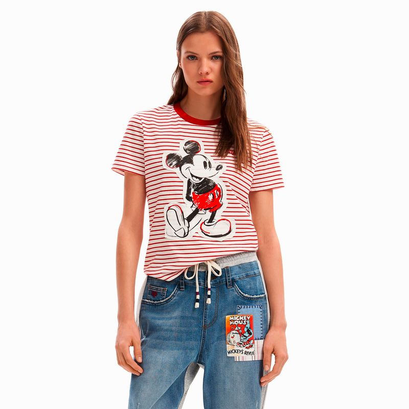 DESIGUAL - Polera Rayas Mickey Mouse Mujer Desigual