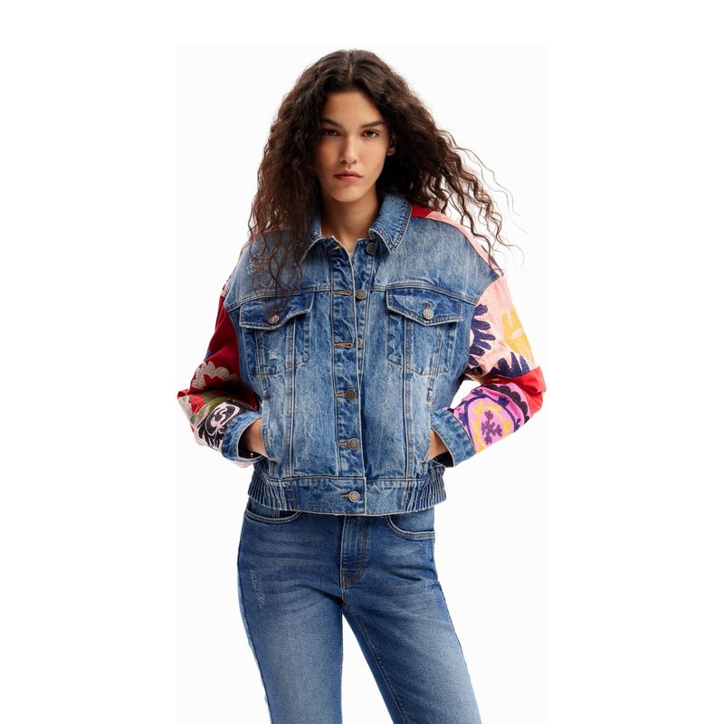 DESIGUAL - Chaqueta Vaquera Corta Patch Mujer Desigual