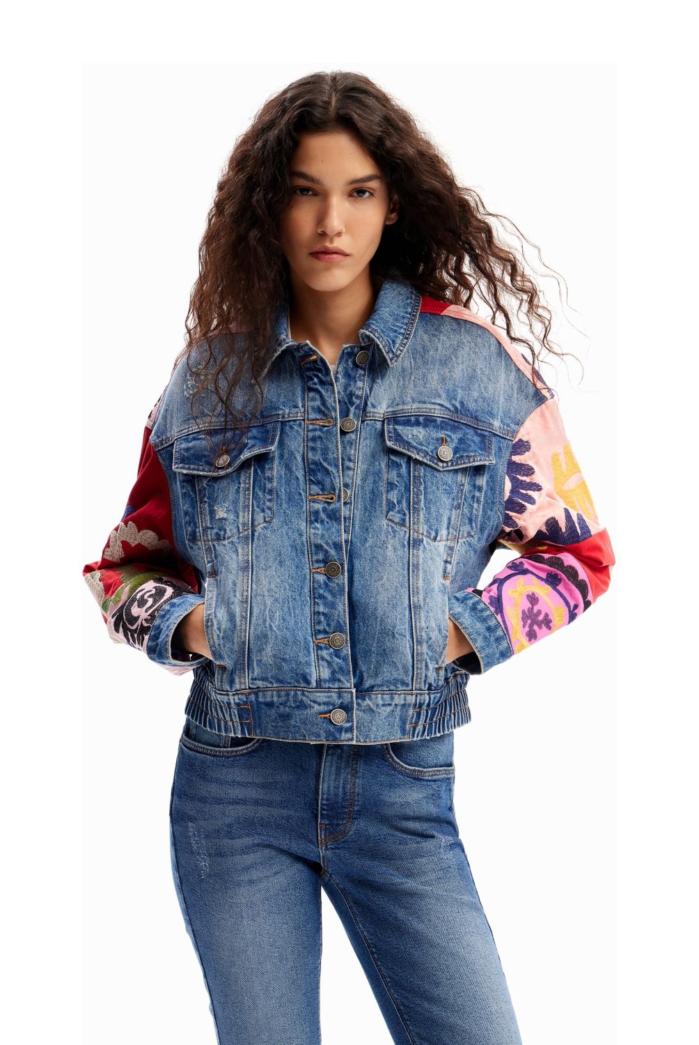 DESIGUAL - Chaqueta Vaquera Corta Patch Mujer Desigual