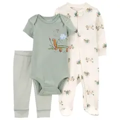 CARTER'S - Conjunto 3 Piezas Pijama, Body y Pantalón Bebé Niño