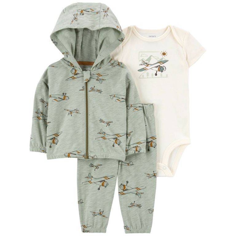 Conjunto 3 Piezas Polerón, Pantalón y Body Bebé Niño
