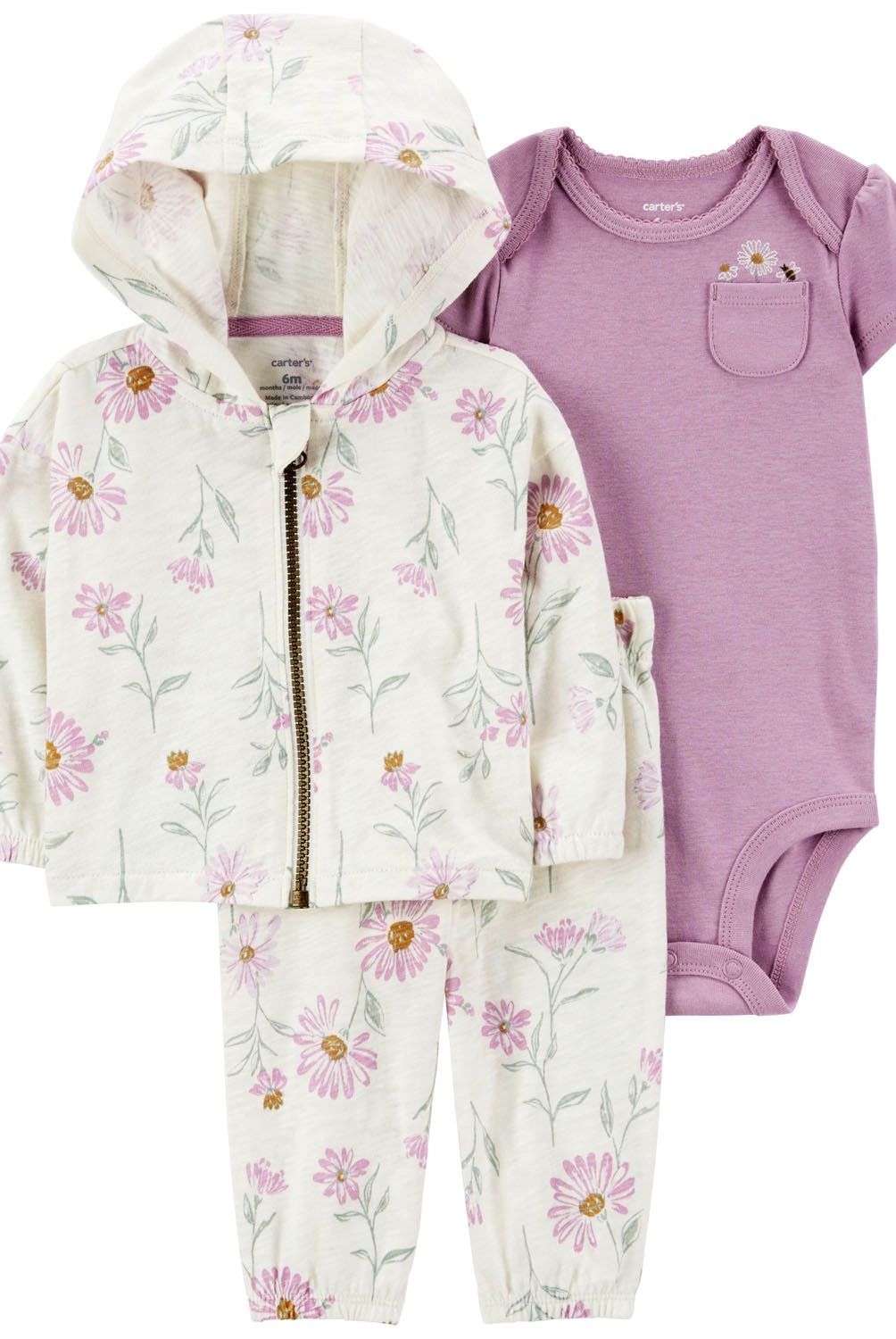 CARTER'S - Conjunto 3 Piezas Polerón, Pantalón y Body Bebé Niña Carter's