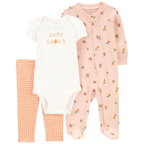CARTER'S - Conjunto 3 Piezas Pijama, Body y Calza Bebé Niña