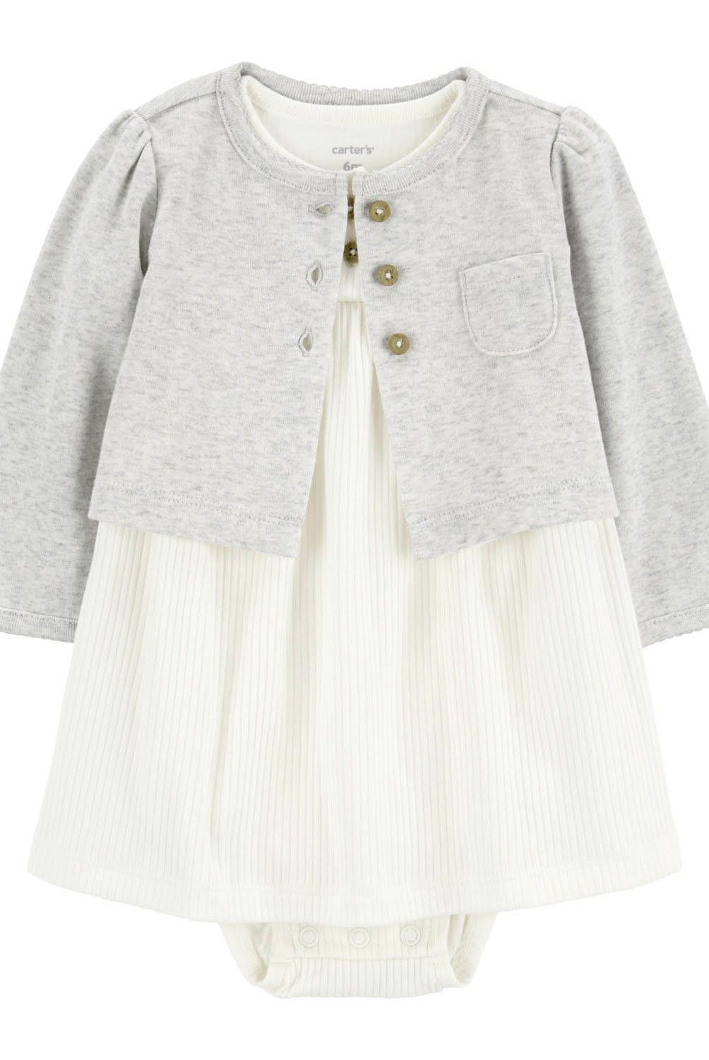 CARTER'S - Conjunto 2 Piezas Vestido con Cubre Pañal y Chaleco Bebé Niña Carter's