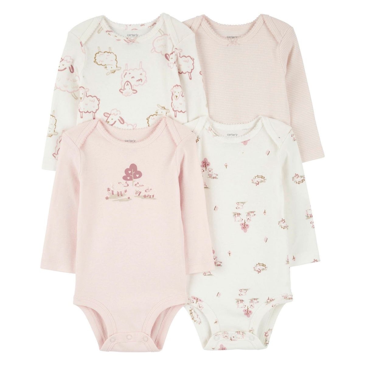 CARTER'S - Pack 4 Bodys Estampados Algodón Bebé Niña  Carter's