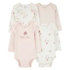 CARTER'S - Pack de Bodys Algodón 4 unidades Bebé Niña