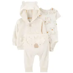 CARTER'S - Conjunto 3 piezas Poleron, Pantalon y Body Unisex Bebé