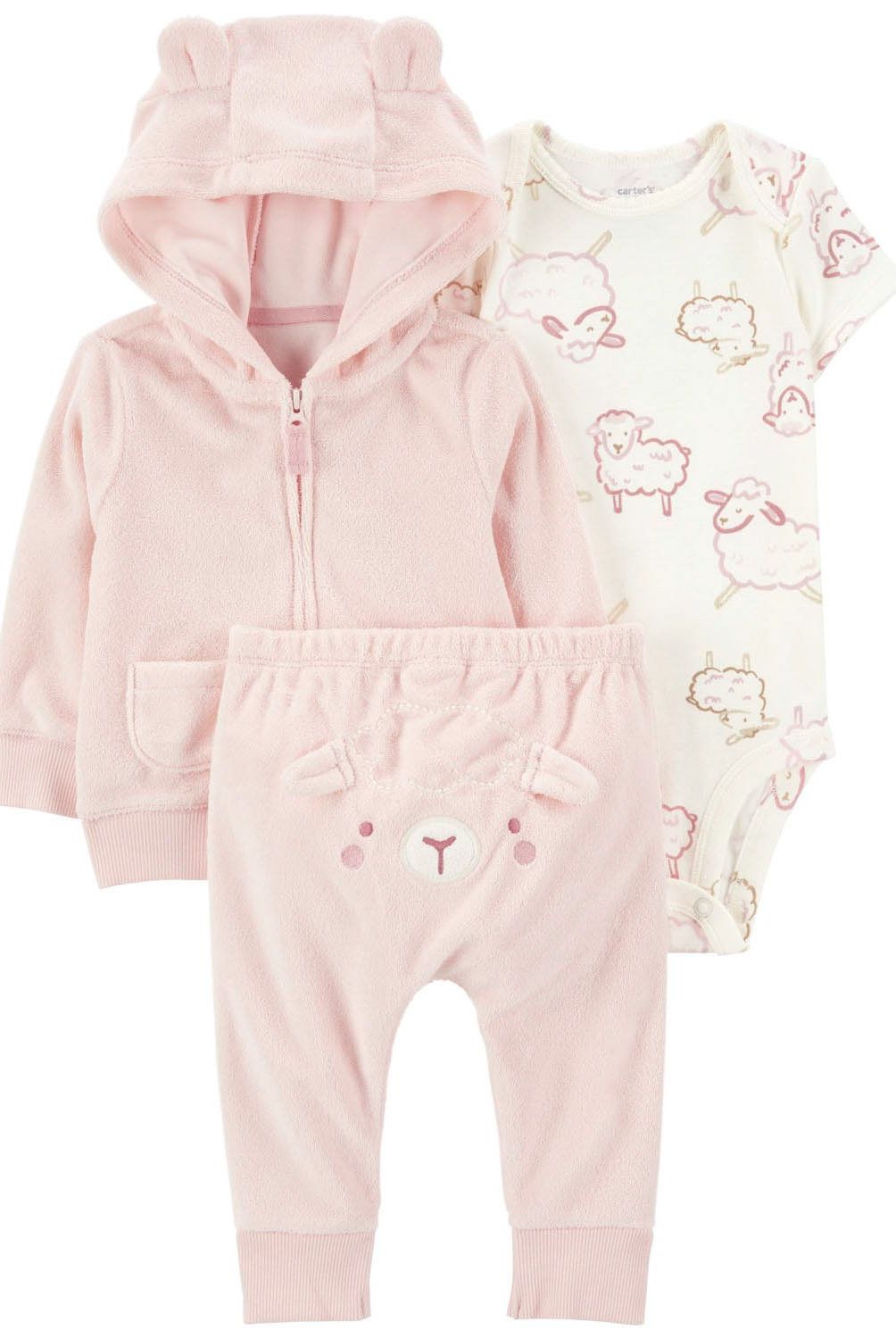 CARTER'S - Conjunto 3 piezas Poleron, Pantalon y Body Bebé Niña Carter's