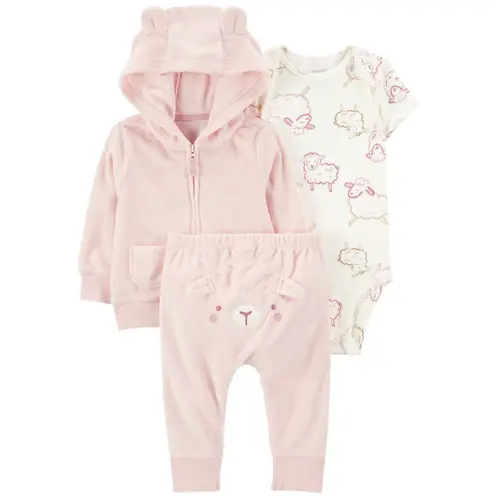 CARTER'S - Conjunto 3 piezas Poleron, Pantalon y Body Bebé Niña
