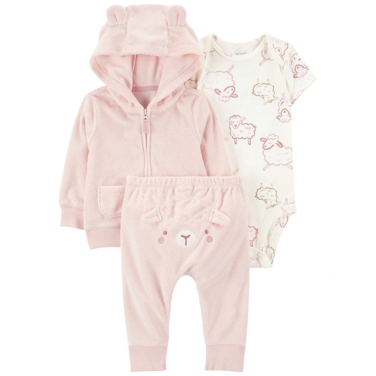 Conjunto 3 piezas Poleron, Pantalon y Body Bebé Niña