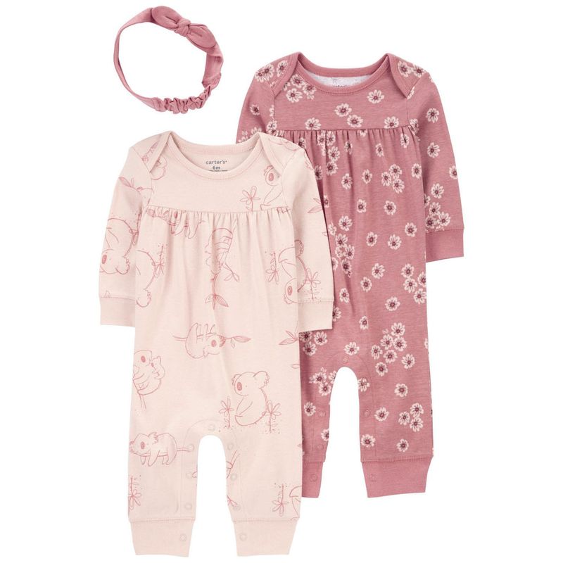 CARTER'S - Conjunto 3 Piezas Enteritos y Cintillo Bebé Niña Carter's