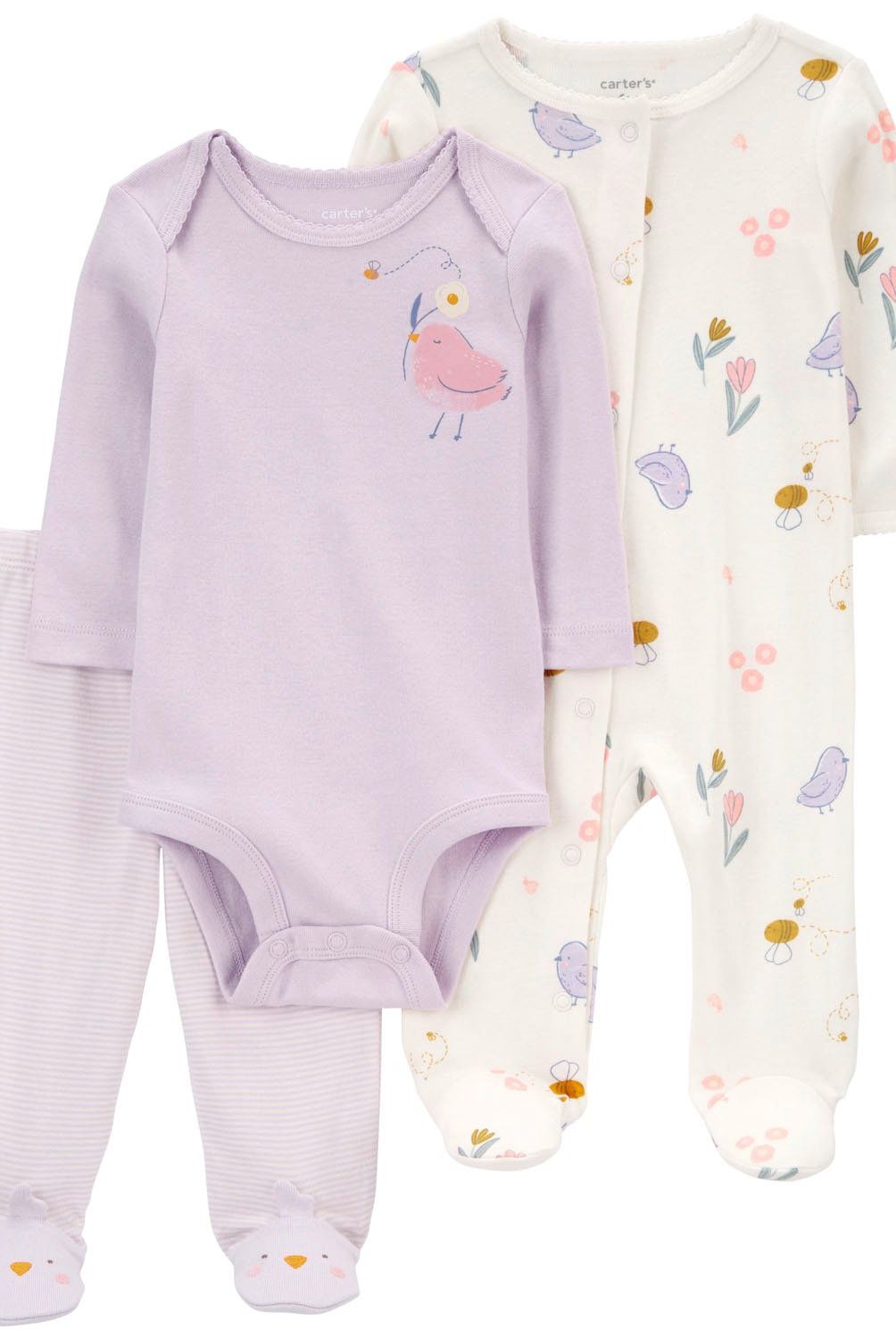 CARTER'S - Conjunto 3 piezas Pijama, Body y Patitas Bebé Niña Carter's
