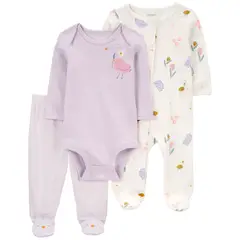 CARTER'S - Conjunto 3 piezas Pijama, Body y Patitas Bebé Niña