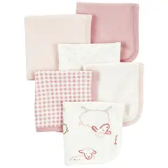 CARTER'S - Paños de Lavado Pack 6 Unidades Bebé Niña