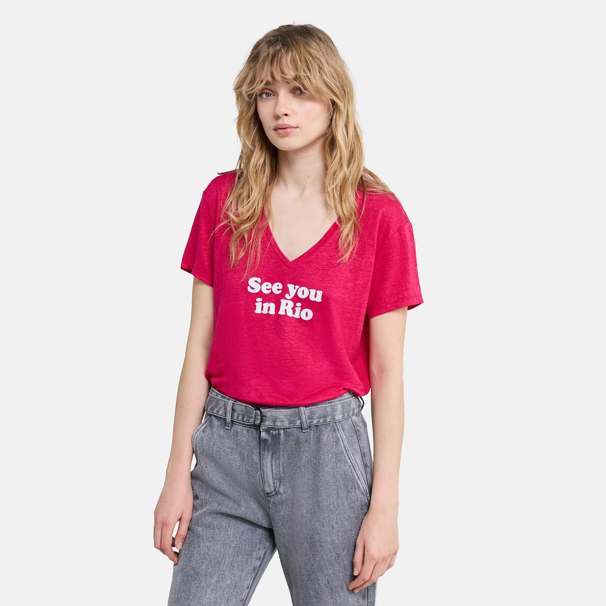 IKKS - Polera Cuello en V Diseño Mujer IKKS