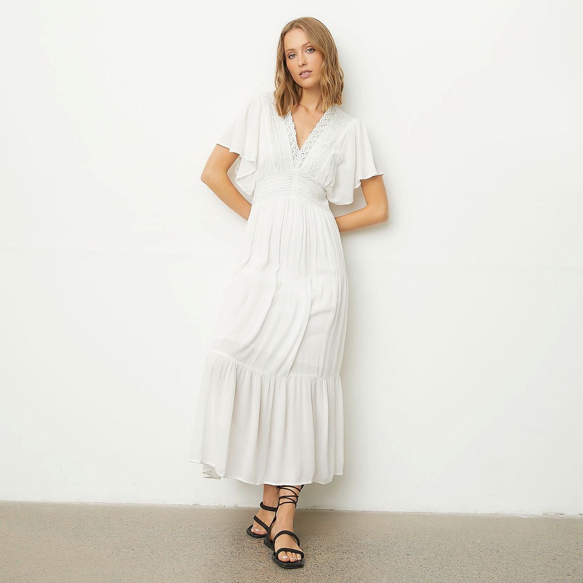 MAISON 123 - Vestido Midi Detalles Bordados Mujer 123