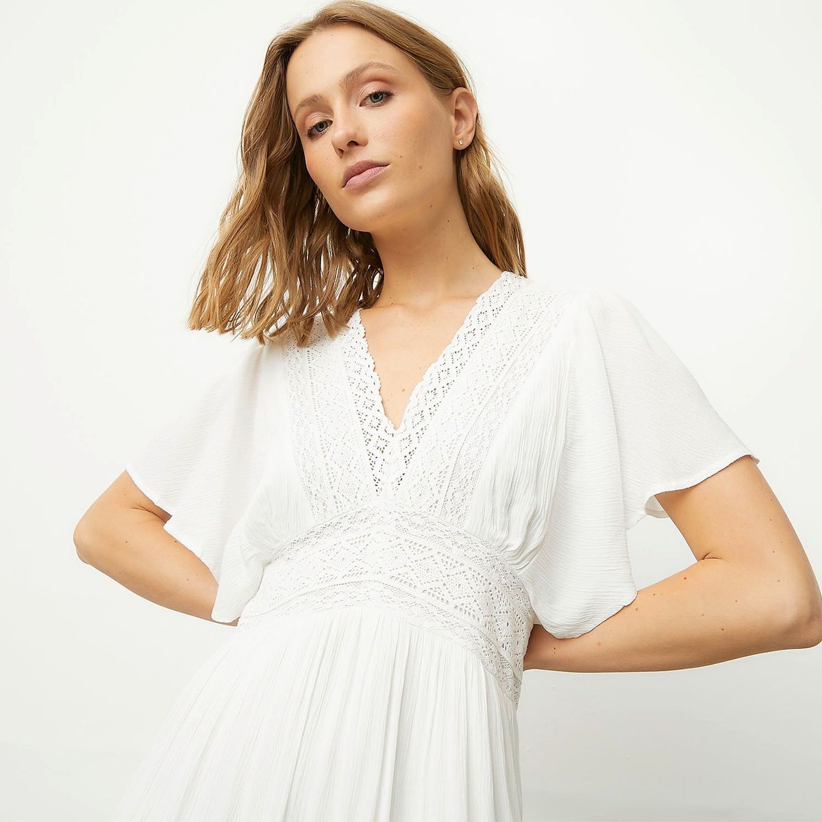 MAISON 123 - Vestido Midi Detalles Bordados Mujer 123