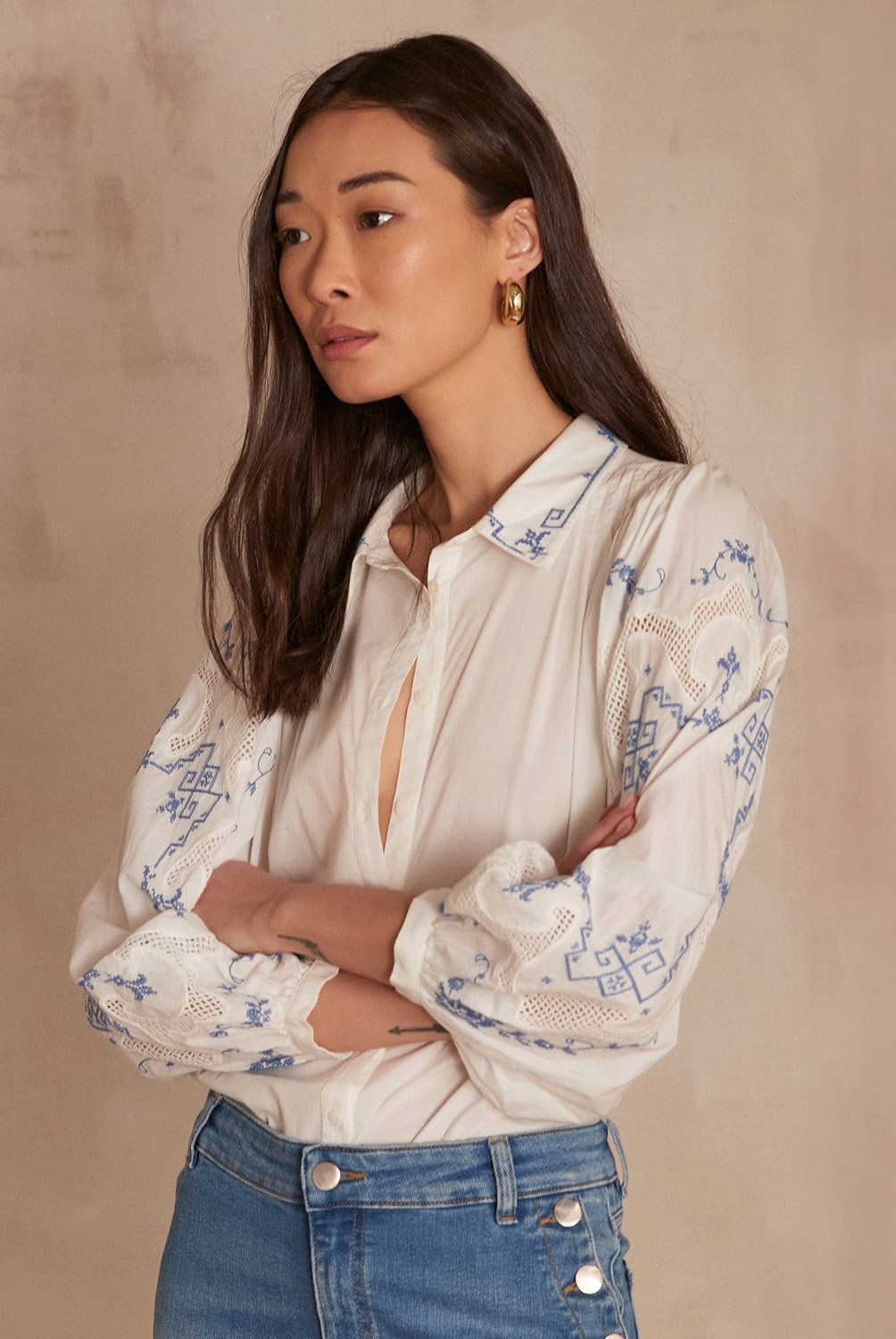 MAISON 123 - Blusa Broderie Mujer Maison 123