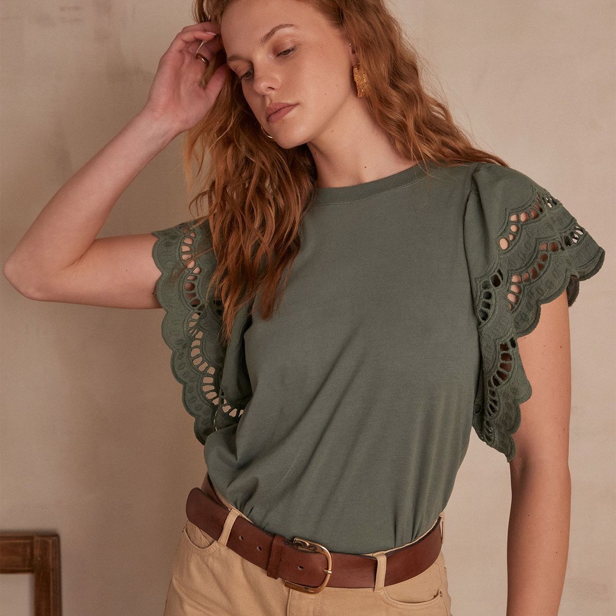 MAISON 123 - Polera Mangas Vuelos Mujer Maison 123