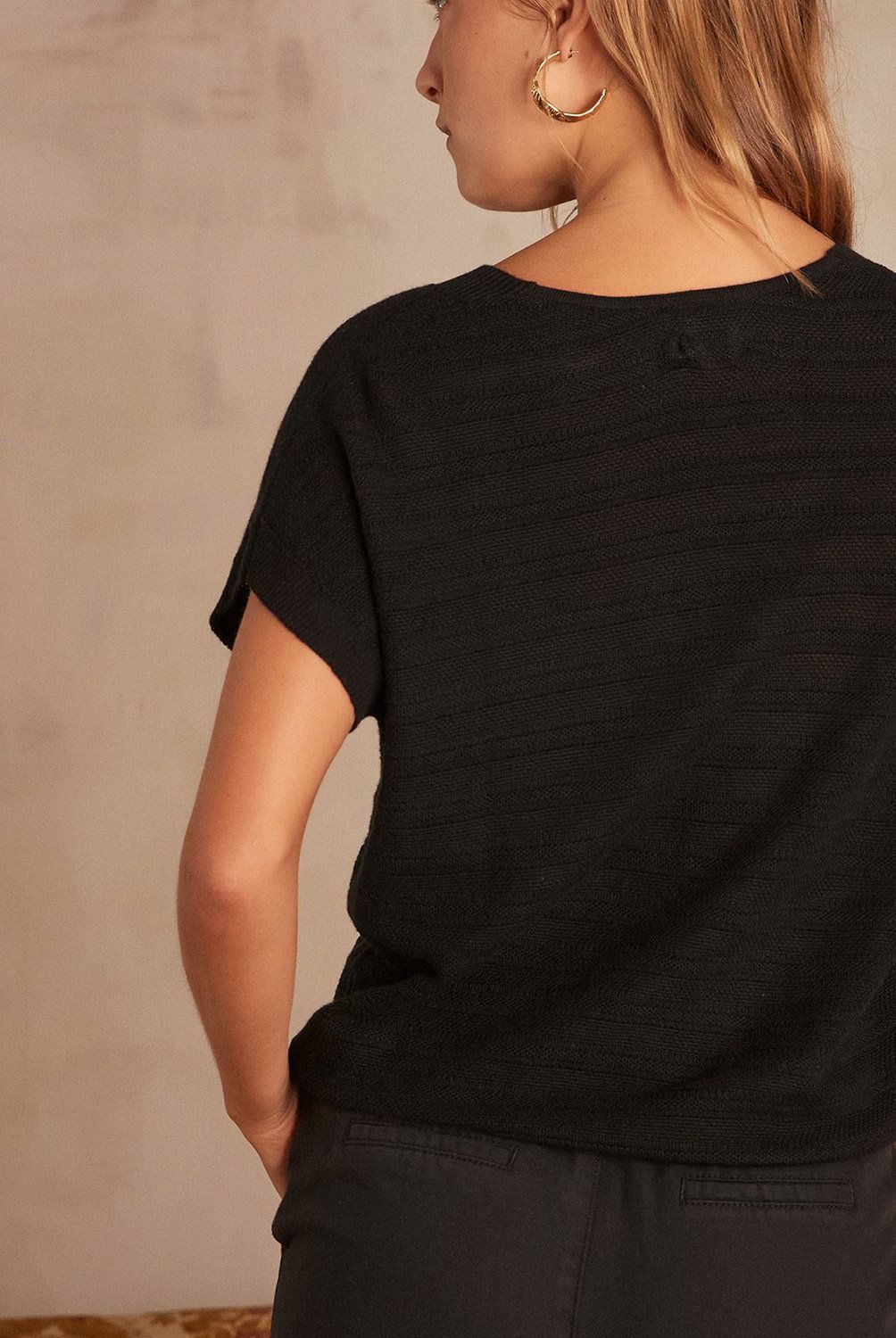 MAISON 123 - Polera Manga Corta a Rayas Mujer