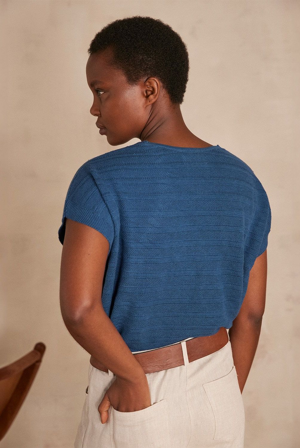 MAISON 123 - Polera Manga Corta a Rayas Mujer