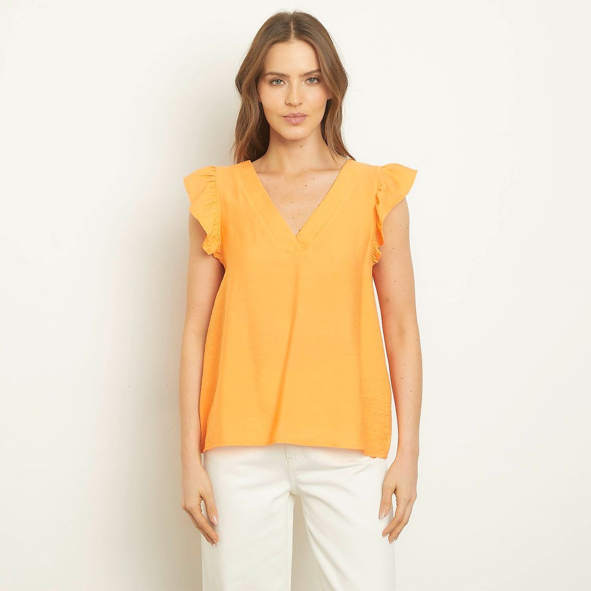 VERO MODA - Top Vero Moda Cuello en V con Vuelos para Mujer