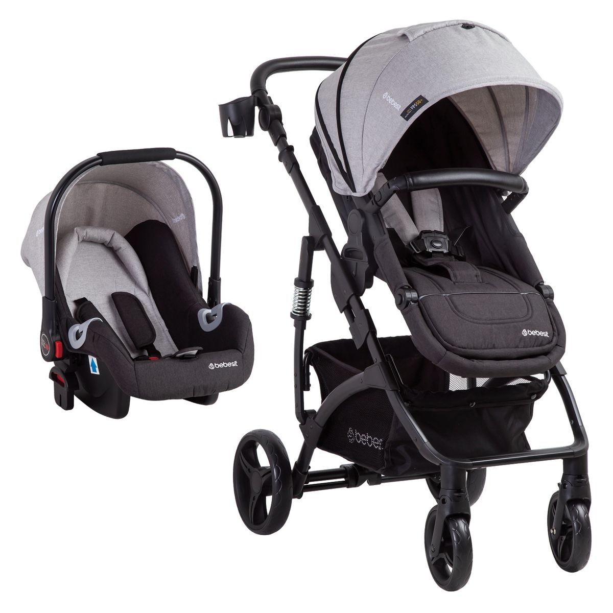 BEBESIT - Coche Cuna Travel System Explorer Lx Gris Bebesit
