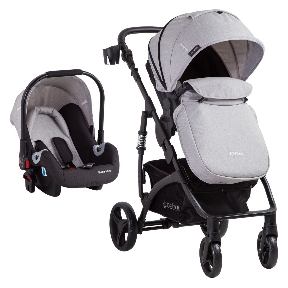 BEBESIT - Coche Cuna Travel System Explorer Lx Gris Bebesit