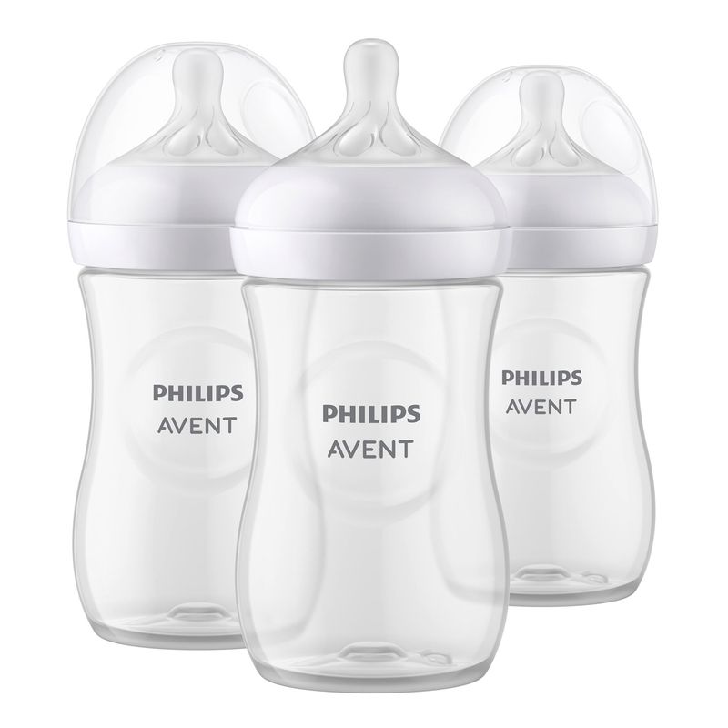 AVENT - Mamadera Natural 3.0 260Ml Traslucida Pack 3 Avent