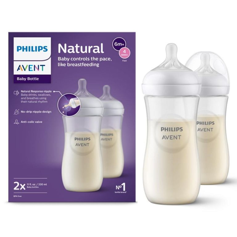 Set de 2 Mamaderas Natural Response 330ml Avent SCD900/02 Clear - 3m+